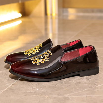 Herrloafers – Glansig Finish – Broderad Detalj – Regular Fit Formell Slip-on