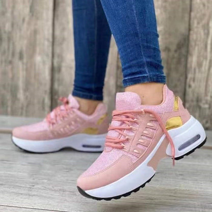 Dam Sneakers – Plattformssula – Andningsbar Design – Snörning – Sportig Stil