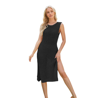 Damklänning i midimodell - Ärmlös stickad - Slim fit - Elegant, avslappnad stil