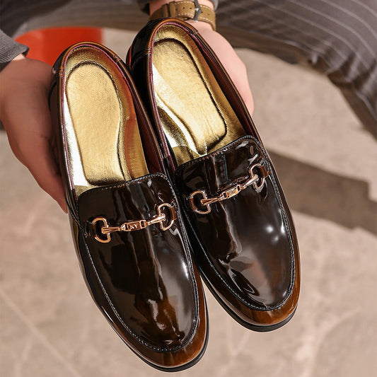Herrloafers – Slip-on – Blank finish – Metallspänne – Elegant passform – Festklädsel