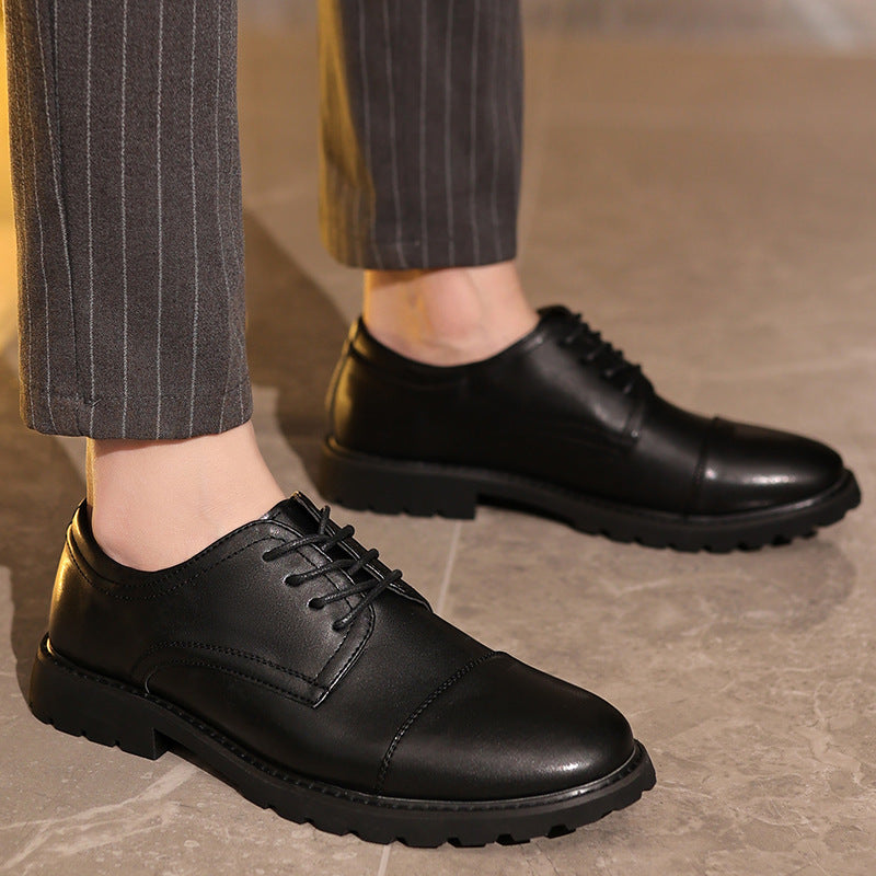 Herrskor Derby – Skinn – Klassisk Cap Toe – Snörning – Gummisula – Formell Passform