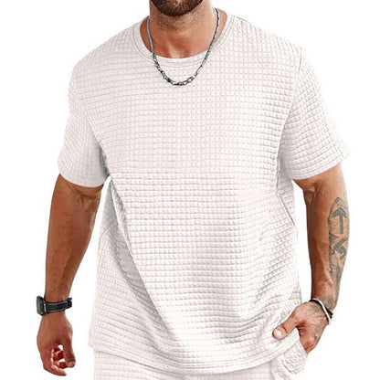 Herr T-shirt – Avslappnad Passform – Luftigt Tyg – Rund Hals Casual