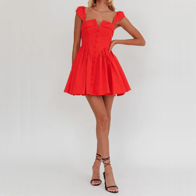 Damklänning – Ärmlös Miniklänning – Figurnära Liv – Plisserad A-linjekjol