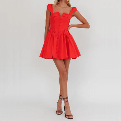 Damklänning – Ärmlös Miniklänning – Figurnära Liv – Plisserad A-linjekjol