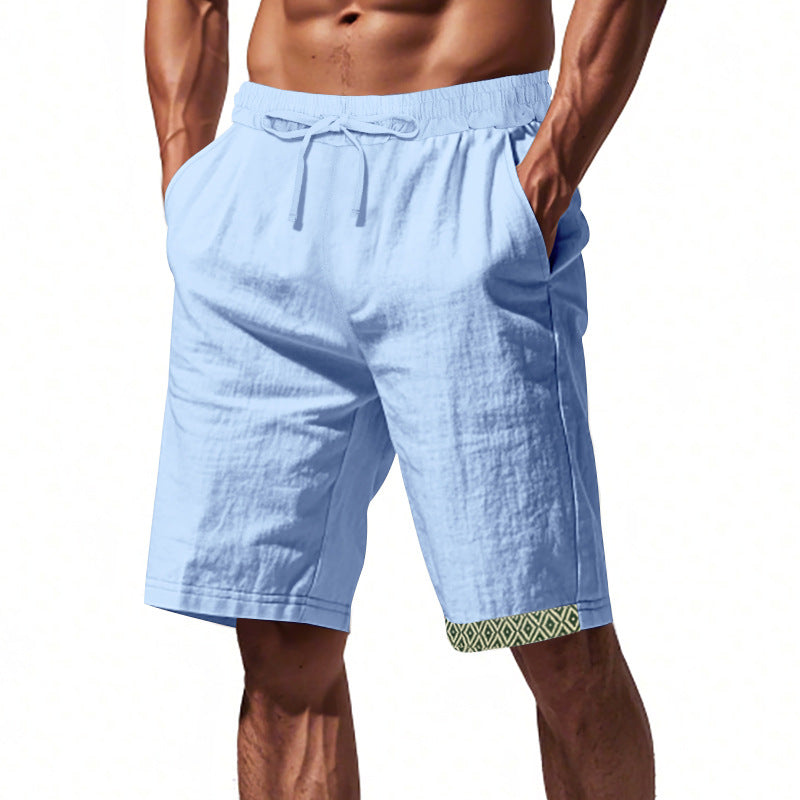 Herrshorts i linne – Lös passform – Dragsko i midjan – Boho-detalj – Andningsbara