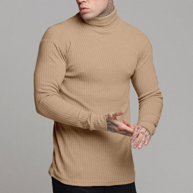 Herr Turtleneck Tröja – Slim Fit – Ribbstickad – Långärmad