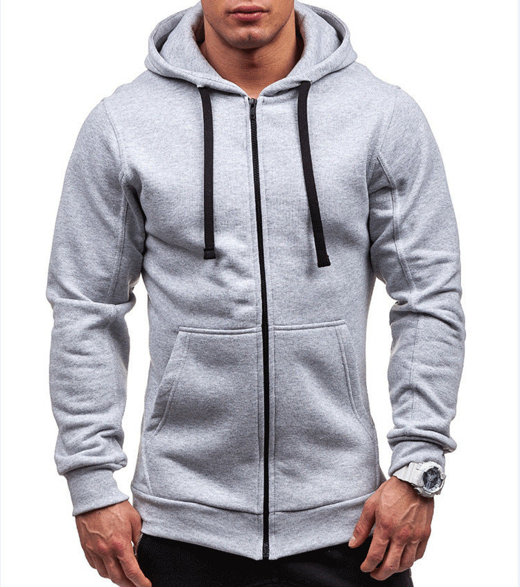 Herr Hoodiejacka – Bomullsblandning – Normal Passform – Hel Dragkedja – Fritidsstil