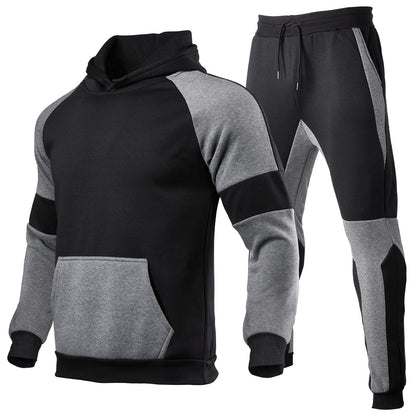 Herr Hoodieset – Avslappnad Passform – Bomullsblandning – Sportig Design