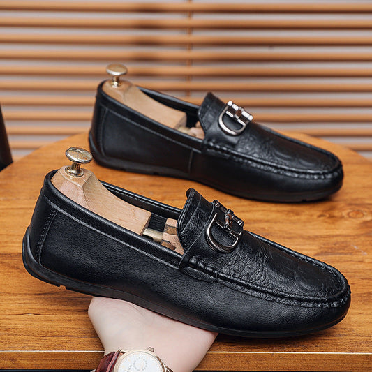 Herrloafers – Elegant Slip-on – Metallspänne – Låg Modell – Lyxig Känsla