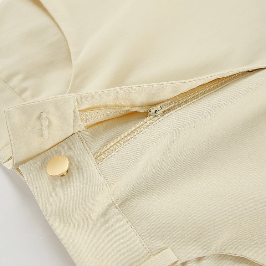 Kjol för dam – Bomull – Slim fit – Mellanlång – Hög midja – Framslits – Skräddarsydd