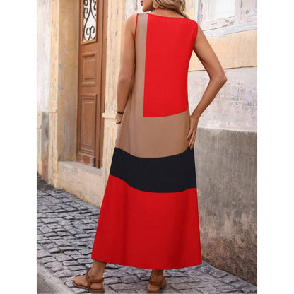 Damklänning maxi – figurnära midja – v-ringning – rynkade ärmar – grafiskt mönster