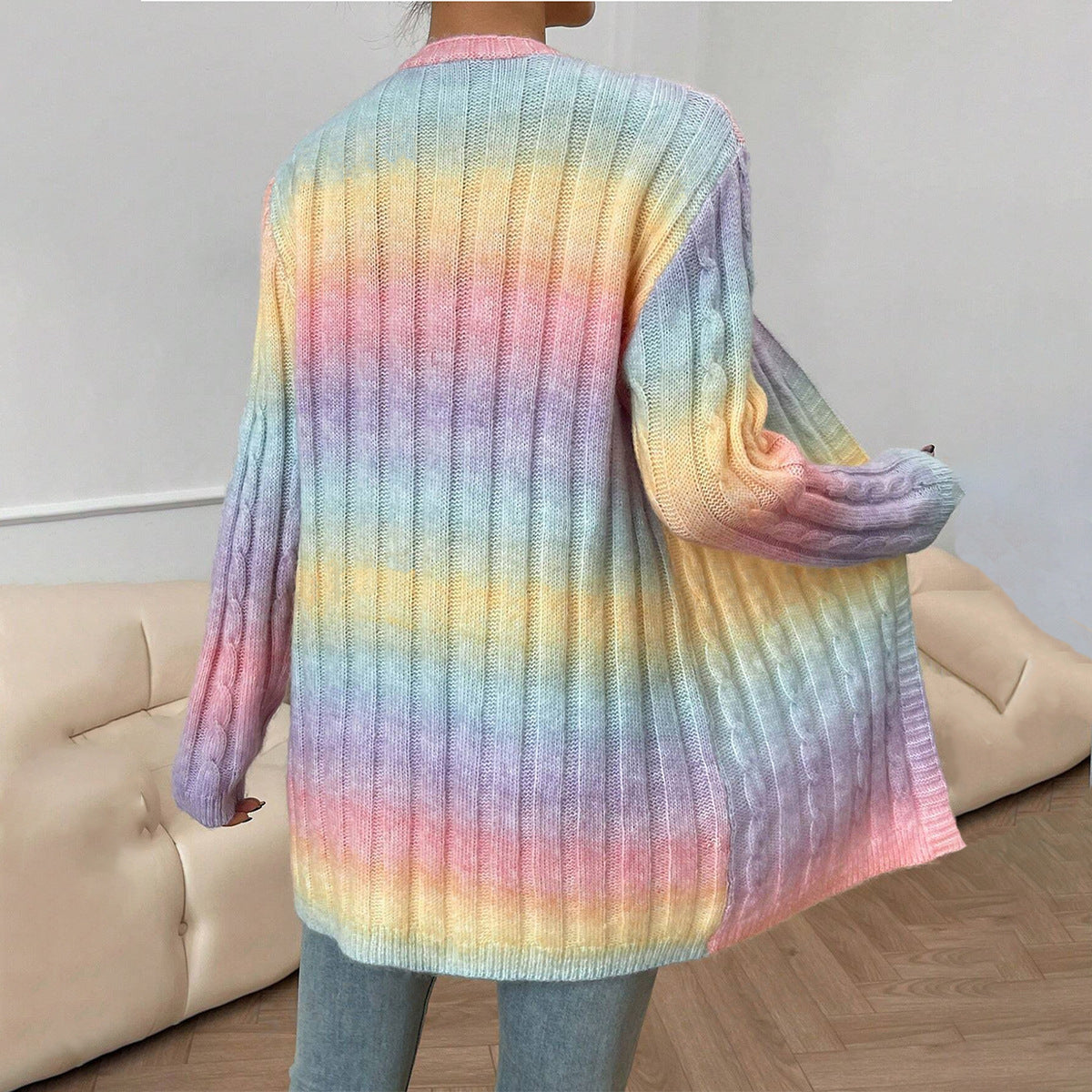 Damkofta – Oversize Passform – Öppen Front – Lång Ärmlängd