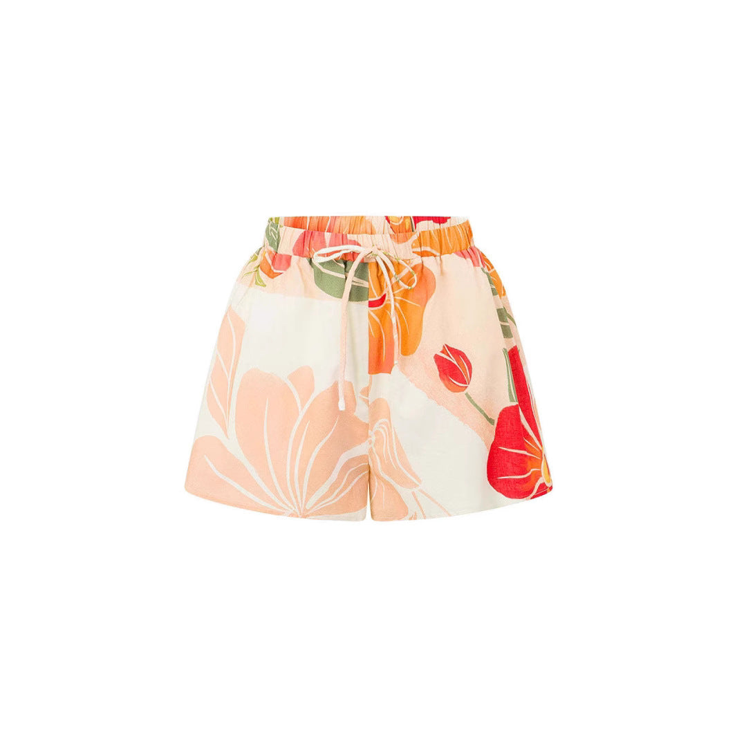 Damlinne – Lös Passform – Bomullsblandning – Spagettiaxelband – Blommigt Mönster