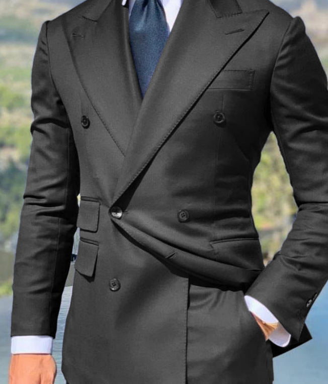 Herrkavaj – Slim Fit – Dubbbröstad – Peak Slag – Elegant Kostymstil