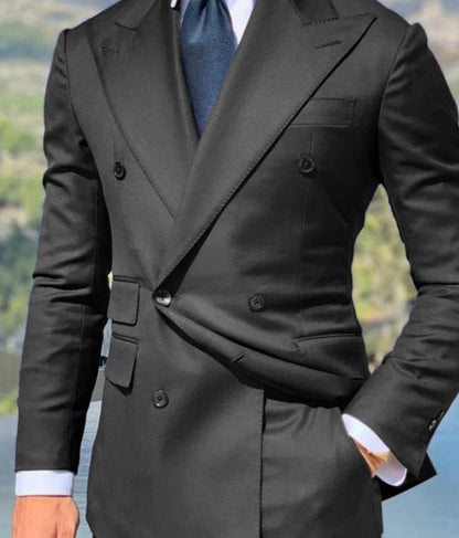 Herrkavaj – Slim Fit – Dubbbröstad – Peak Slag – Elegant Kostymstil