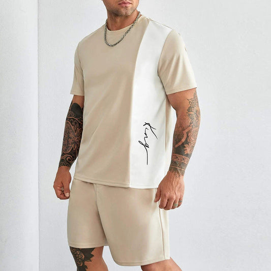 Herrset med t-shirt och shorts – Avslappnad passform – Andningsbart naturmaterial
