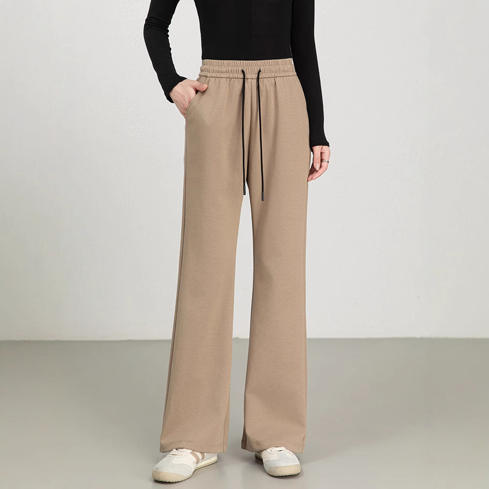 Dam Flared Byxor – Hög Midja – Bomullsblandning – Dragsko – Fullängd Casual