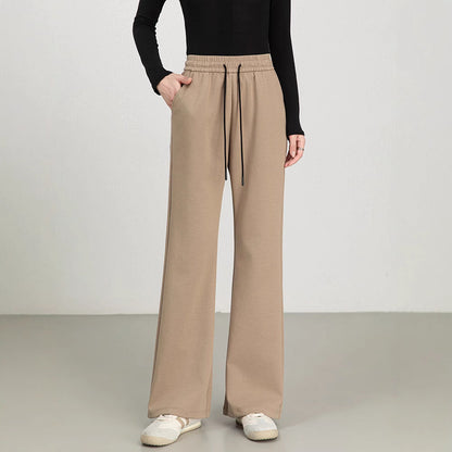 Dam Flared Byxor – Hög Midja – Bomullsblandning – Dragsko – Fullängd Casual