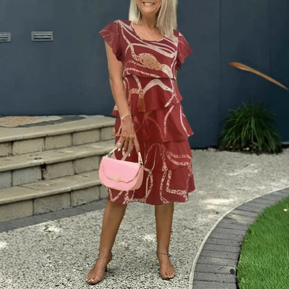 Damklänning midi – Blommigt mönster – Volangskärning – Avslappnad passform – Luftigt tyg