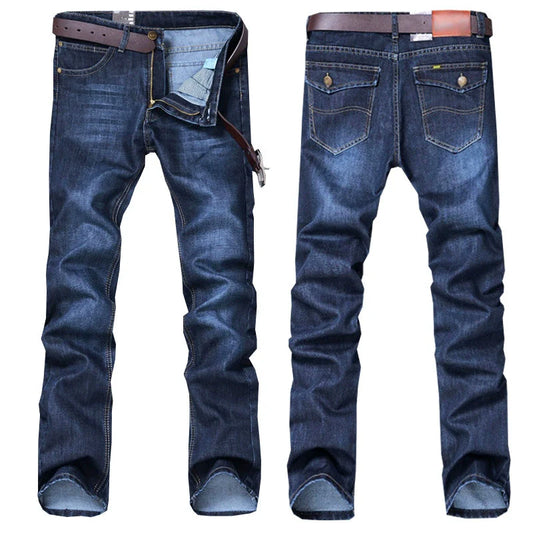 Herrjeans – Slim Fit Rak Modell – Tvättad Denim – 5-ficksdesign – Dragkedja