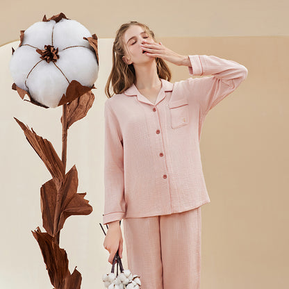 Dampyjamasset - Topp med knappar - Långärmad - Avslappnad passform - Nattkläder Loungewear