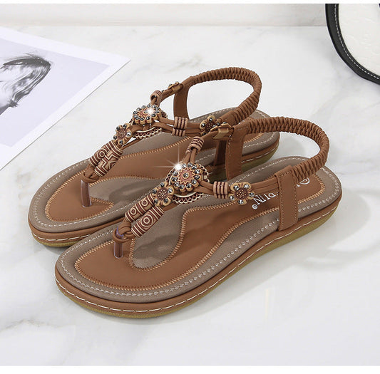 Dam Sandaler – Platt Sula – Boho Dekor – Flätad Tårem – Bekväm Passform