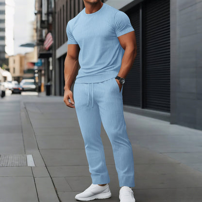 Herr träningsset – Slim fit – Stretchtyg – Strukturerat mönster