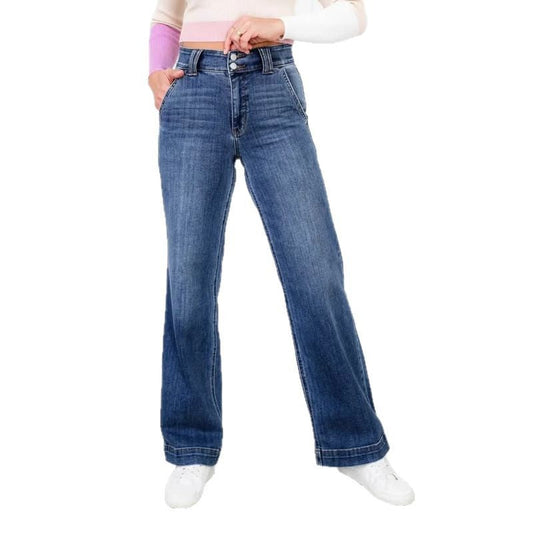 Dam Jeans – Hög Midja – Rak Passform – Slitstark Denim – Hellång för Vardag