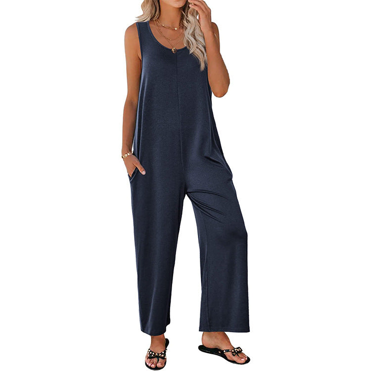 Dam Jumpsuit – Avslappnad Passform – Ärmös – Vida Ben