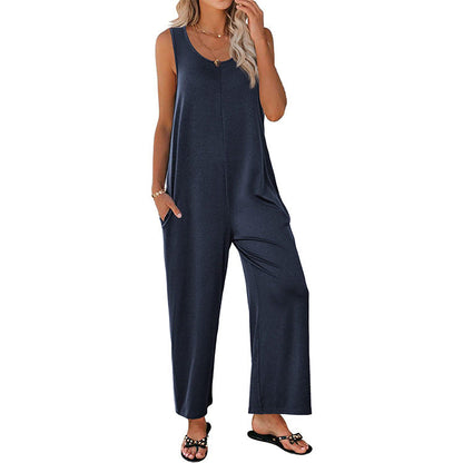 Dam Jumpsuit – Avslappnad Passform – Ärmös – Vida Ben
