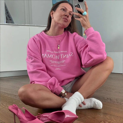 Damtröja – Oversize Passform – Mjuk och Andningsbar – Grafiskt Tryck Fram