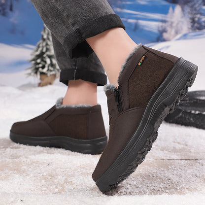 Herr Ankelkängor - Vävt Tyg - Ljus Fuskpälsfoder - Sido Dragkedja - Halkfri Sula