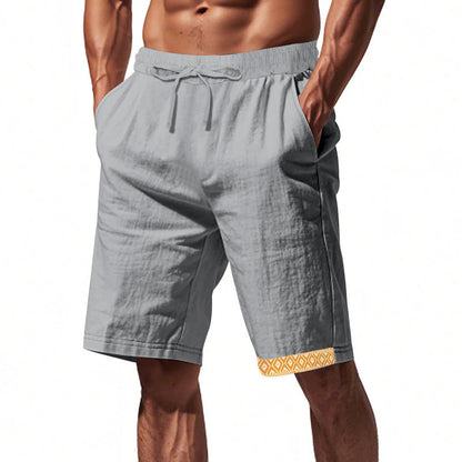 Herrshorts i linne – Lös passform – Dragsko i midjan – Boho-detalj – Andningsbara