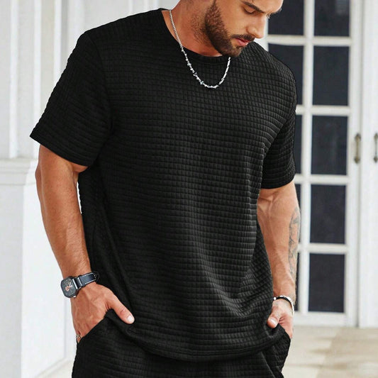 Herr T-shirt – Avslappnad Passform – Luftigt Tyg – Rund Hals Casual