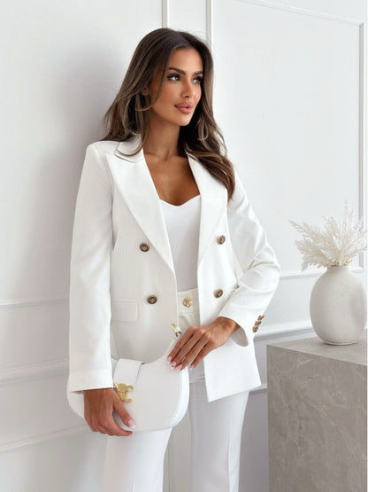 Dam Blazer – Skräddarsydd Passform – Ullblandning – Dubbbröst – Klassisk Design