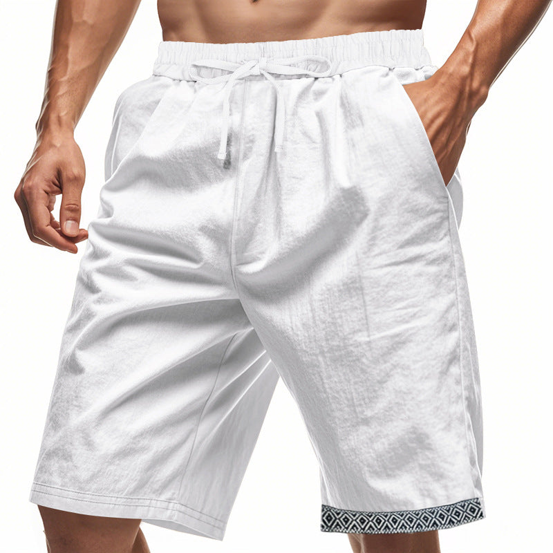 Herrshorts i linne – Lös passform – Dragsko i midjan – Boho-detalj – Andningsbara