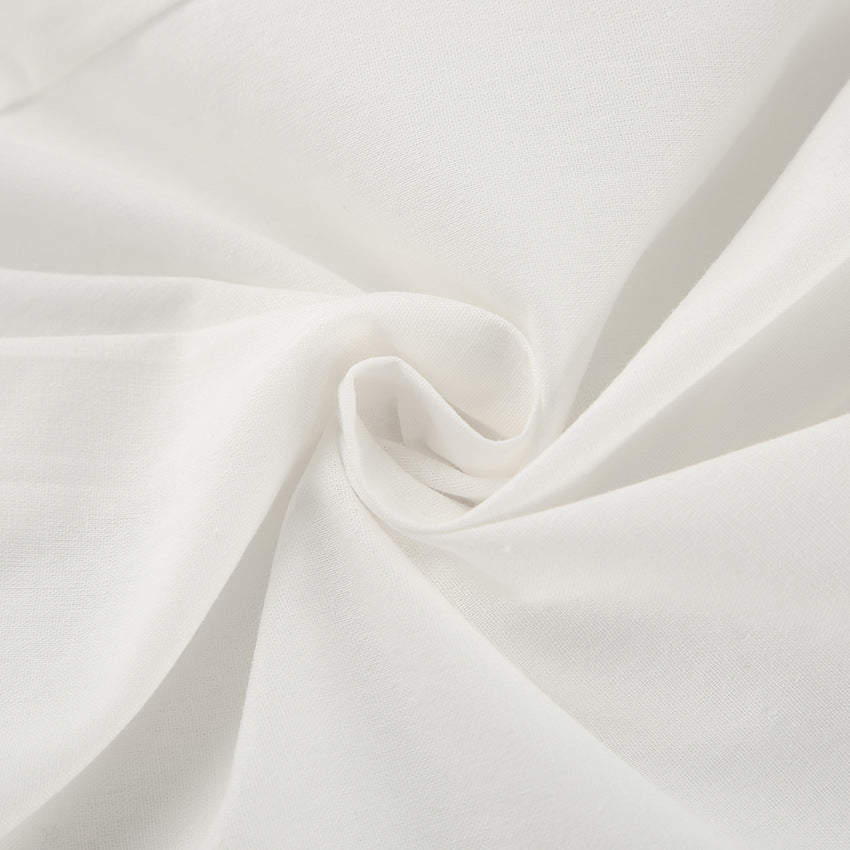 Damset – Linne bomullsblandning – Ärmlös volangtopp – Vida byxor avslappnad passform