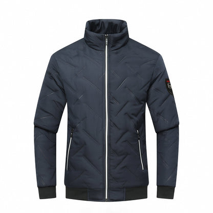 Herrjacka quiltad – Slim fit – Ståkrage – Dragkedjefickor – Ribbad fåll