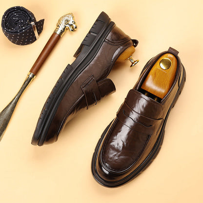 Herrloafers – Elegant Slip-On Penny Design – Polerad Yta – Bekväm Passform