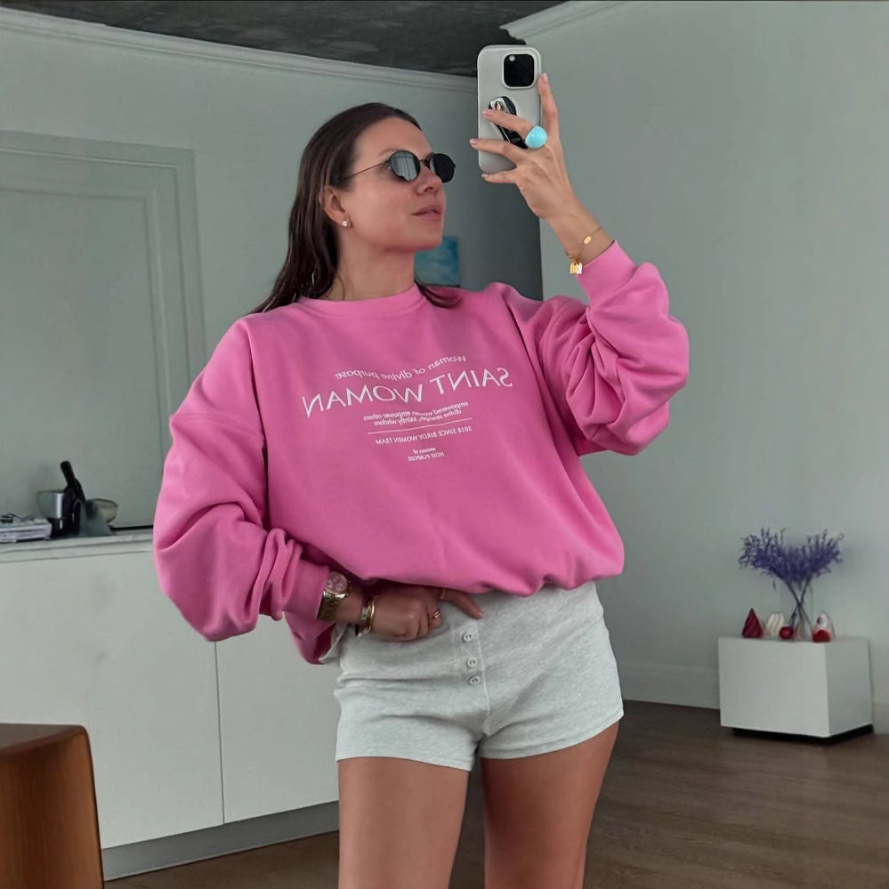 Damtröja – Oversize Passform – Mjuk och Andningsbar – Grafiskt Tryck Fram