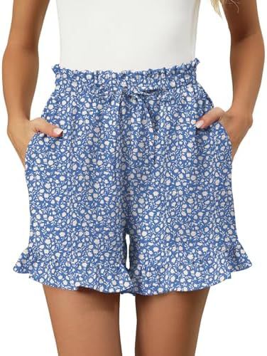 Damshorts – Avslappnad Passform – Volangkant – Resårmidja med Dragsko – Bomull