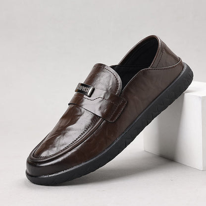 Herrloafers – Slip-on modell – Dekorativ rem – Gummisula – Vardag och kontor