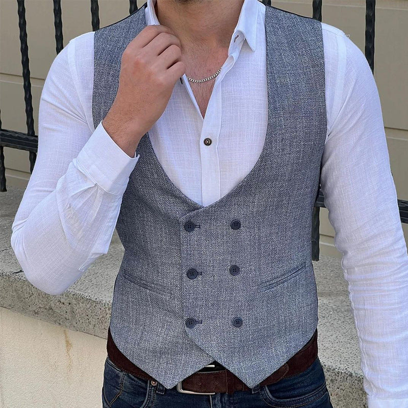 Herrväst – Slim Fit – Figursydd – Dubbeknäppt – Formell Stil