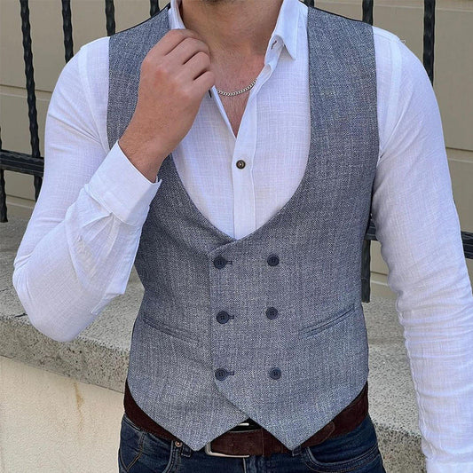 Herrväst – Slim Fit – Figursydd – Dubbeknäppt – Formell Stil