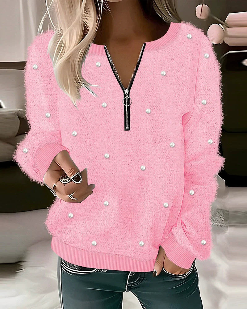 Damtröja Med Dragkedja – Kabelstickad – Avslappnad Passform – Ribbade Muddar