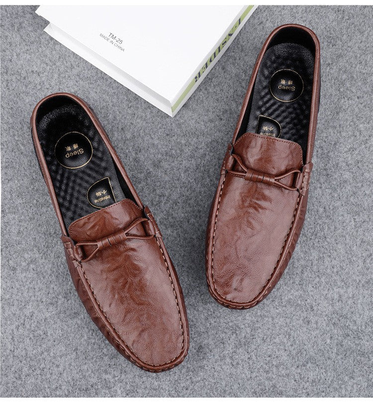 Herrloafers – Slip-on design – Dekorativ knytning – Tryckt detaljmönster – Bekväm passform
