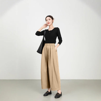 Dam Byxor – Vida Ben – Hög Midja – Resårmidja – Lätt Twill – Avslappnad Passform
