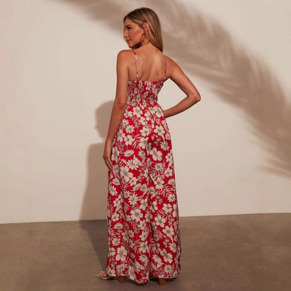 Damoverall – Blommigt Mönster – Smockliv – Vida Ben – Spagettiband – Luftigt Material