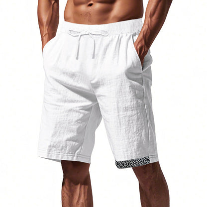 Herrshorts i linne – Lös passform – Dragsko i midjan – Boho-detalj – Andningsbara