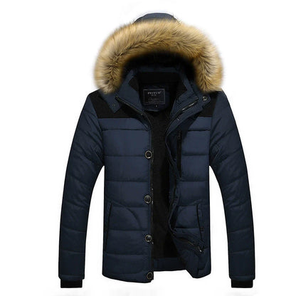 Herrjacka Puffer – Slim Fit – Vadderad Quilt – Avtagbar Fuskpäls-Huva – Muddar